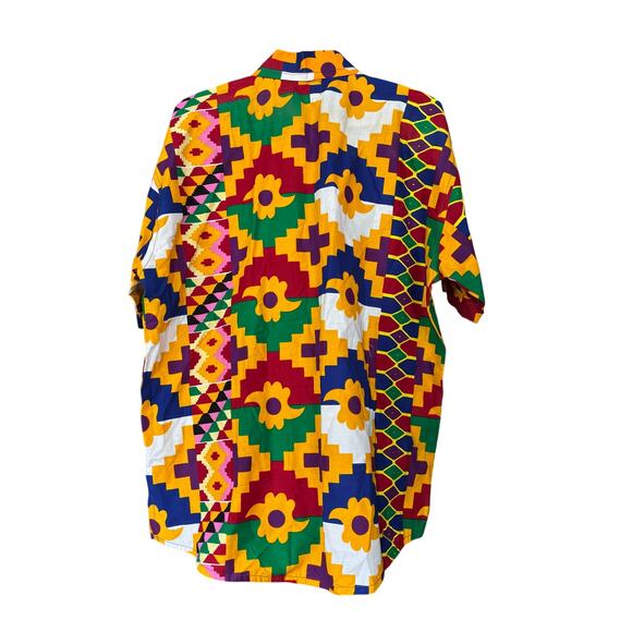 Loud Colorful Geometric Button Down Shirt XXL Marchals Designs Rainbow Statement - Picture 2 of 4